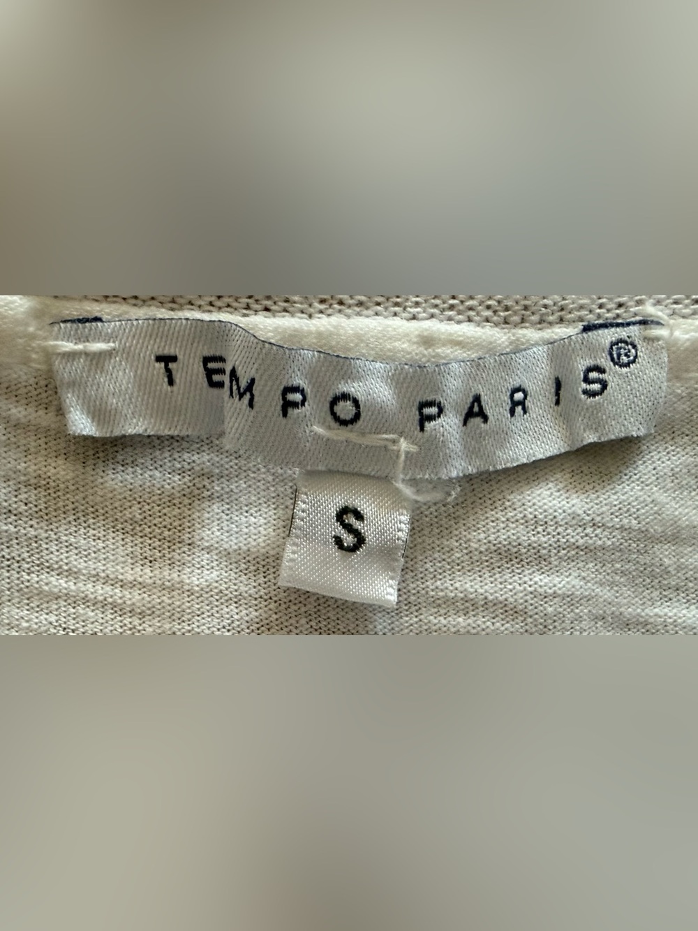 Tempo Paris White Short Sleeve V-Neck Tee with Shimmering Trim - Picture 4 of 4